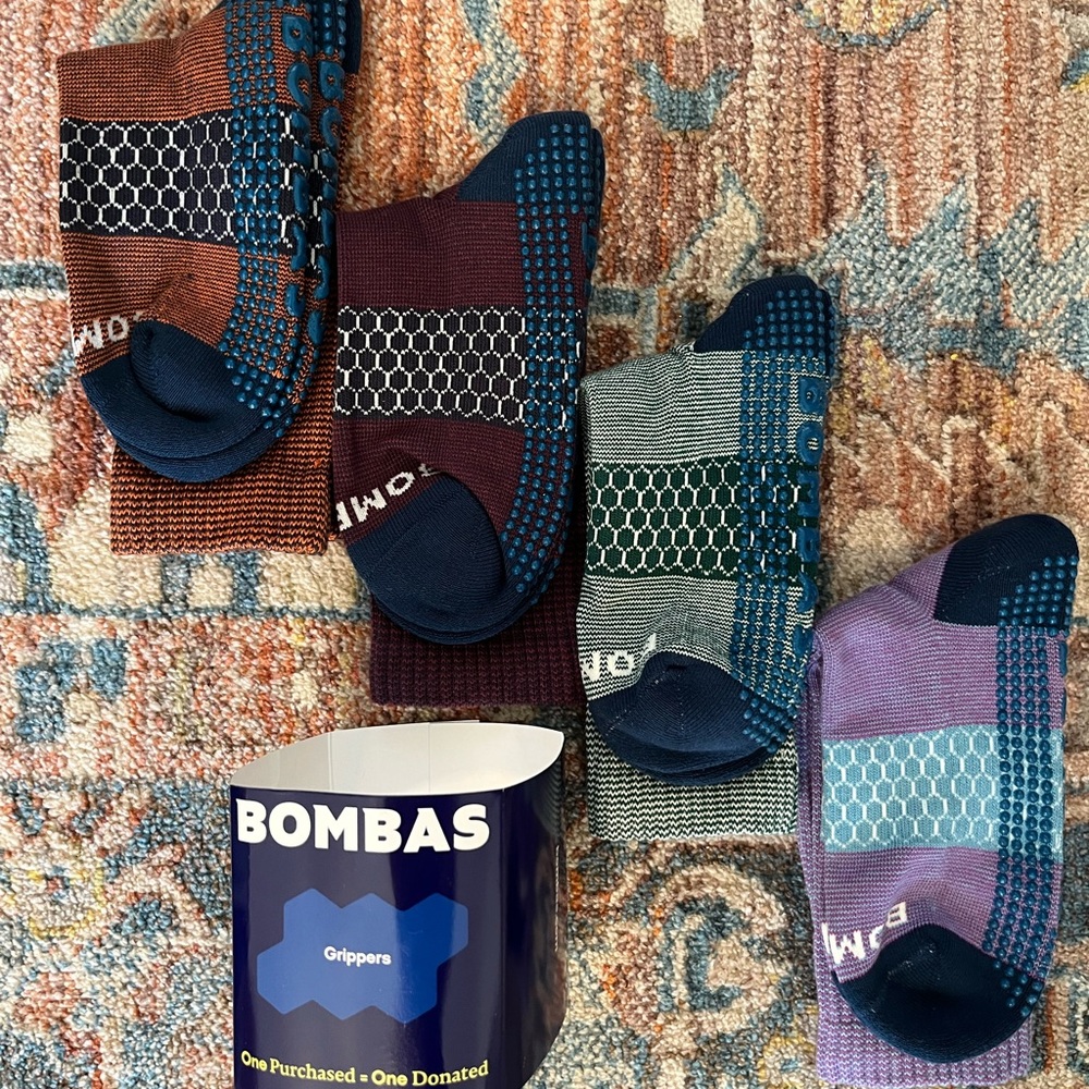 Bombas Youth Crew Grippers 4-Pack